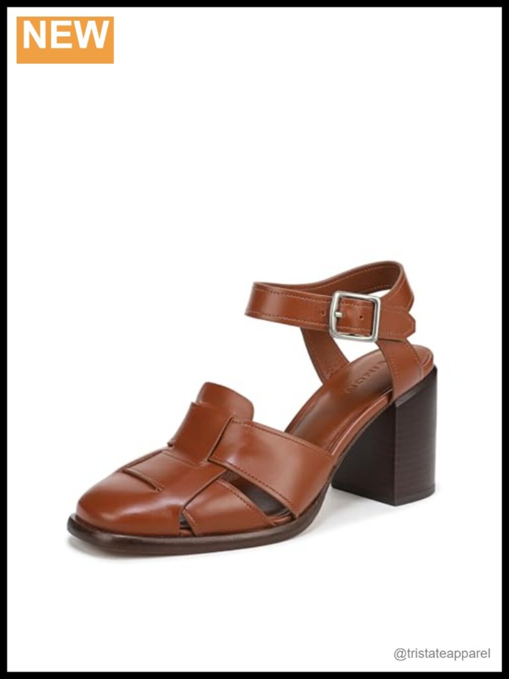 Leather Fisherman Strappy Heeled Sandals Square Toe Ankle Strap Buckle